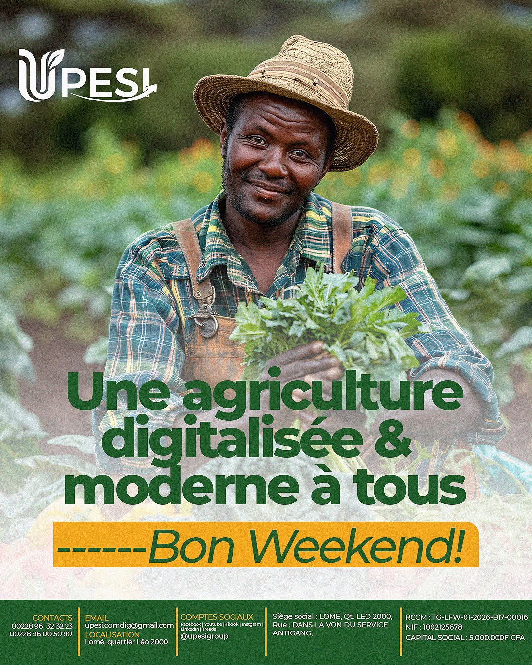 Producteur U-PESI dans son champ - une agriculture digitalisée et moderne à tous