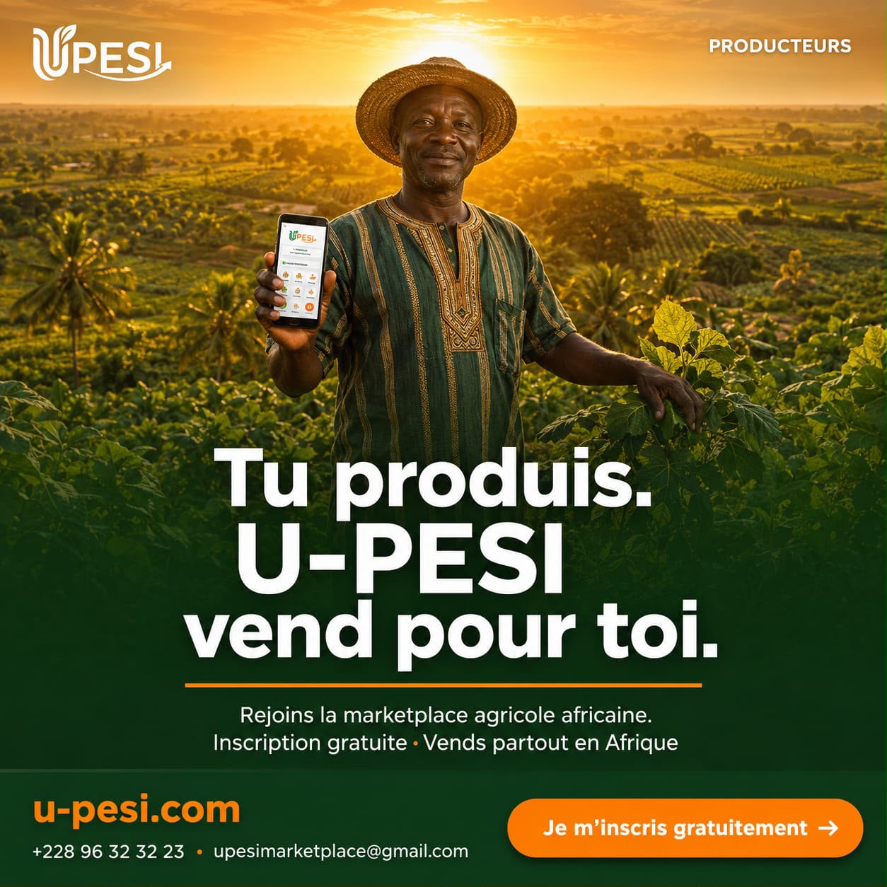 Producteur présentant l'application U-PESI dans son champ